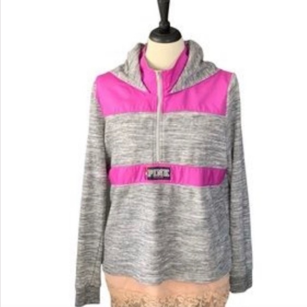 Marble gray and neon violet 3/4 zip up